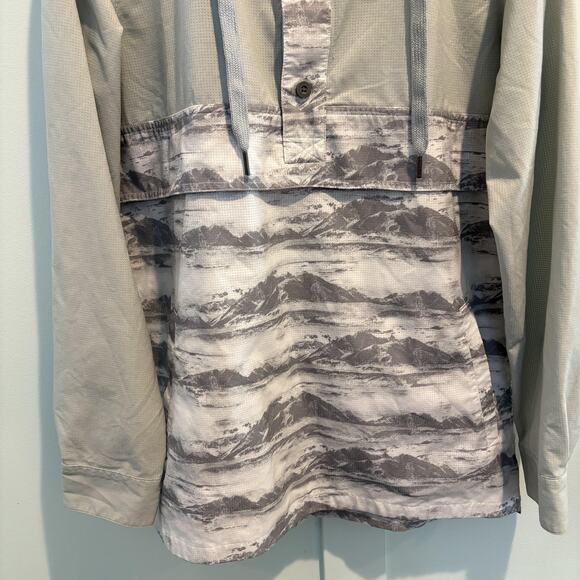 Marmot Pullover Mens Medium Gray Hooded Lightweight Anorak Jacket Mountain Print - Picture 4 of 16